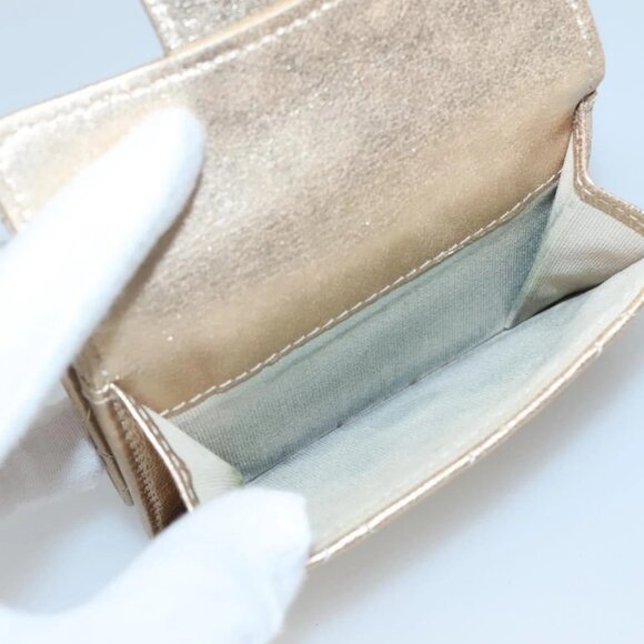 CHANEL Matelasse Compact Wallet Lamb Skin Gold CC Auth 136328 - Picture 14 of 16